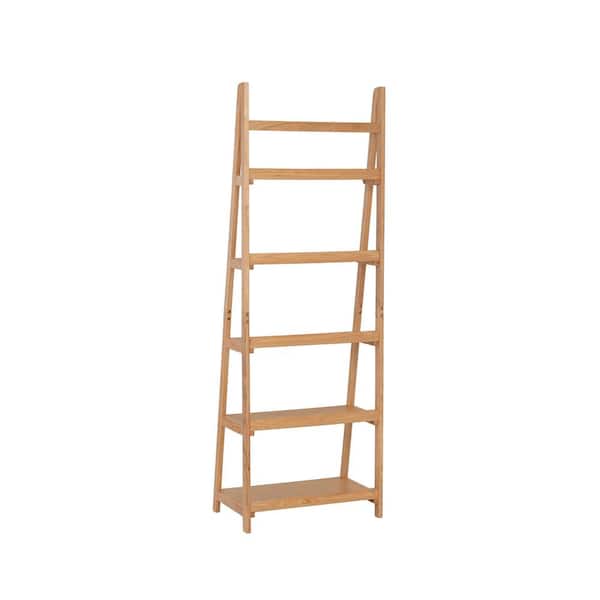 Linon Home Decor Breville 72 in. Tall Natural Wood 5-Shelf Ladder