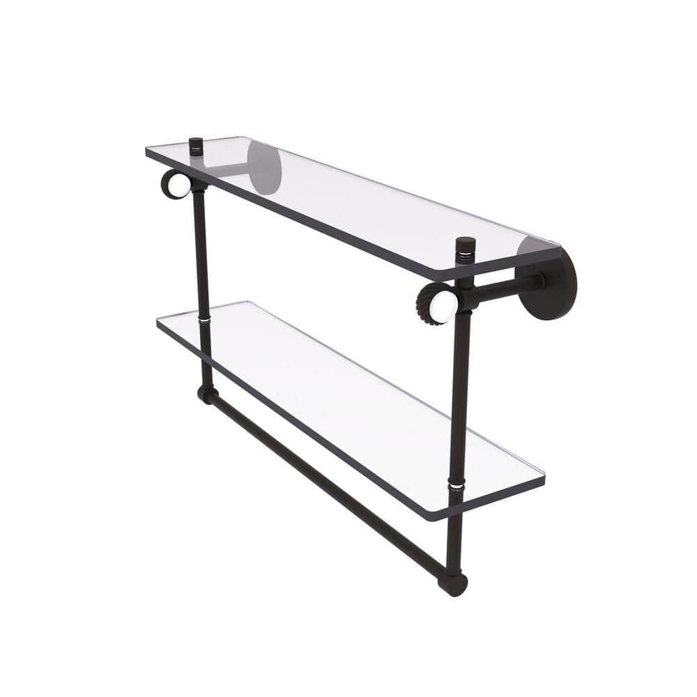 Clearview Collection 22 in. Double Glass Shelf with Towel Bar and Twisted Accents in Oil Rubbed Bronze price history on PriceWatchPro