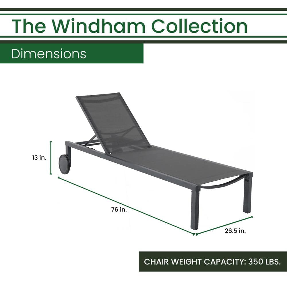 Gray Adjustable Aluminum Sling Chaise Lounge Chair