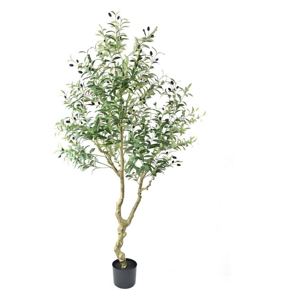 Afoxsos 6 ft. Artificial Olive Tree Indoor Floor Plant with 1877 Leaves ...