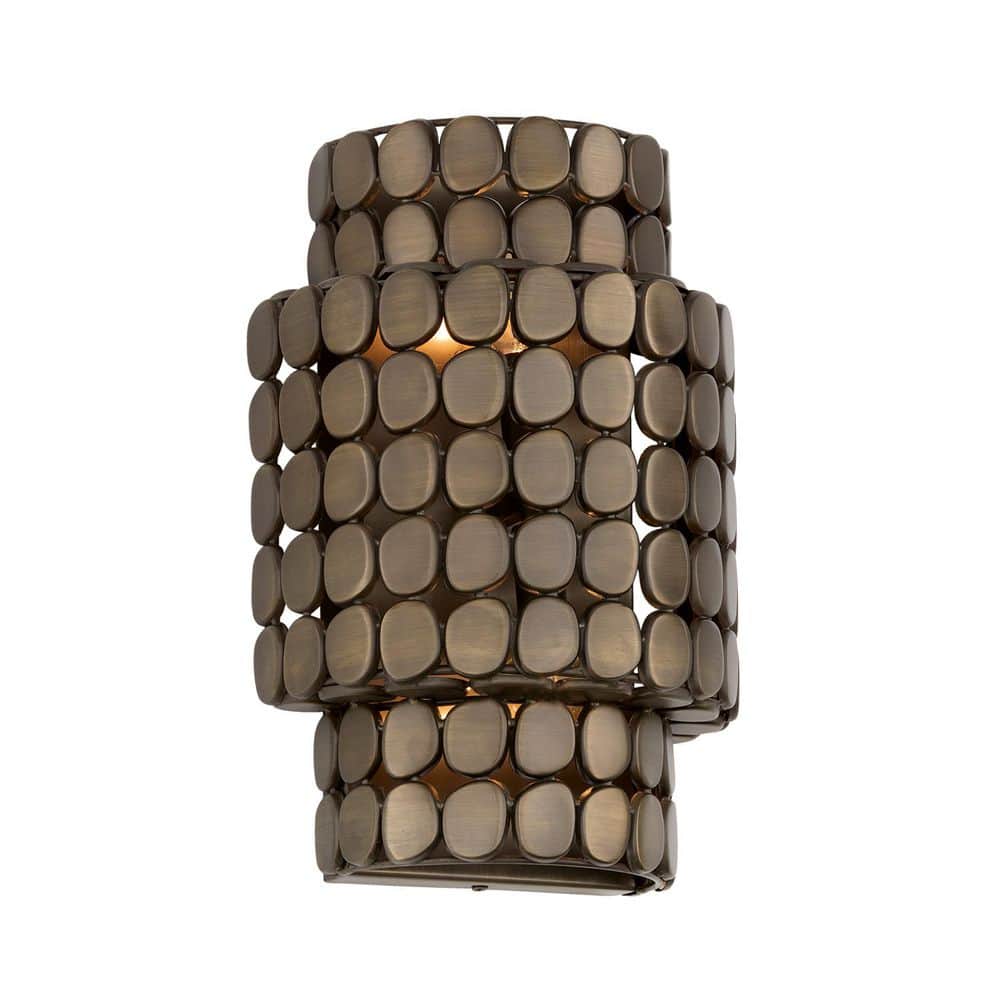 Eliana 10.25 in. 2-Light Dark Brass Flush Mount Medallion Wall Sconce price history on PriceWatchPro