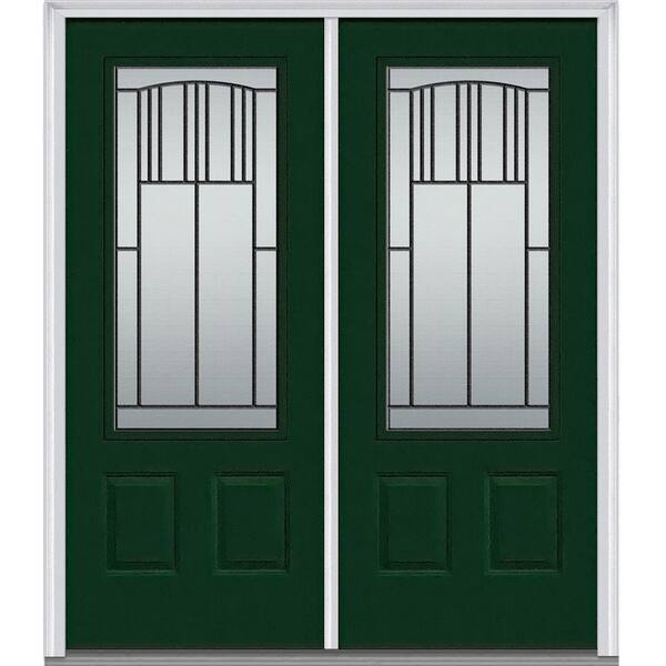 MMI Door 72 in. x 80 in. Madison Left-Hand 3/4 Lite 2-Panel Classic Primed Fiberglass Smooth Prehung Front Door