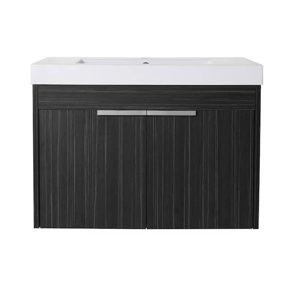 HBEZON Zephyr 29.8 in. W x 18.2 in. D x 21.5 in. H Bath Vanity in Gray with White Top