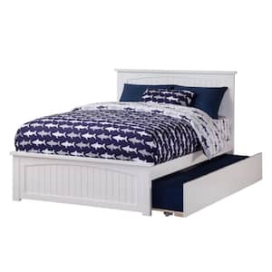Nantucket White Full Platform Bed with Matching Foot Board and Twin Size Urban Trundle Bed