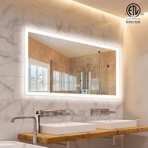 60 in. W x 28 in. H Rectangular Frameless LED Light with 3-Color and Anti-Fog Wall Mounted Bathroom Vanity Mirror