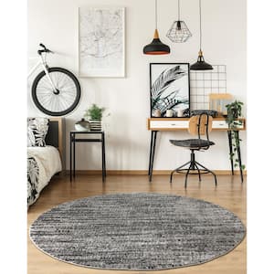 Veronica Ives Grey 7 ft. 10 in. x 7 ft. 10 in. Round Area Rug