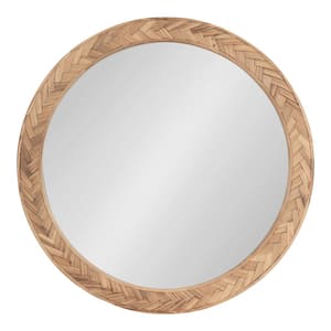 Braywood Brown 24 in. W x 24 in. H Round Wood Framed Mirror