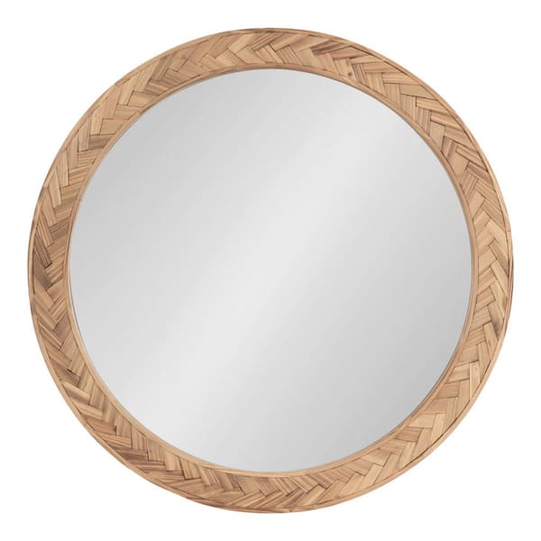 Kate and Laurel Braywood Brown 24 in. W x 24 in. H Round Wood Framed Mirror