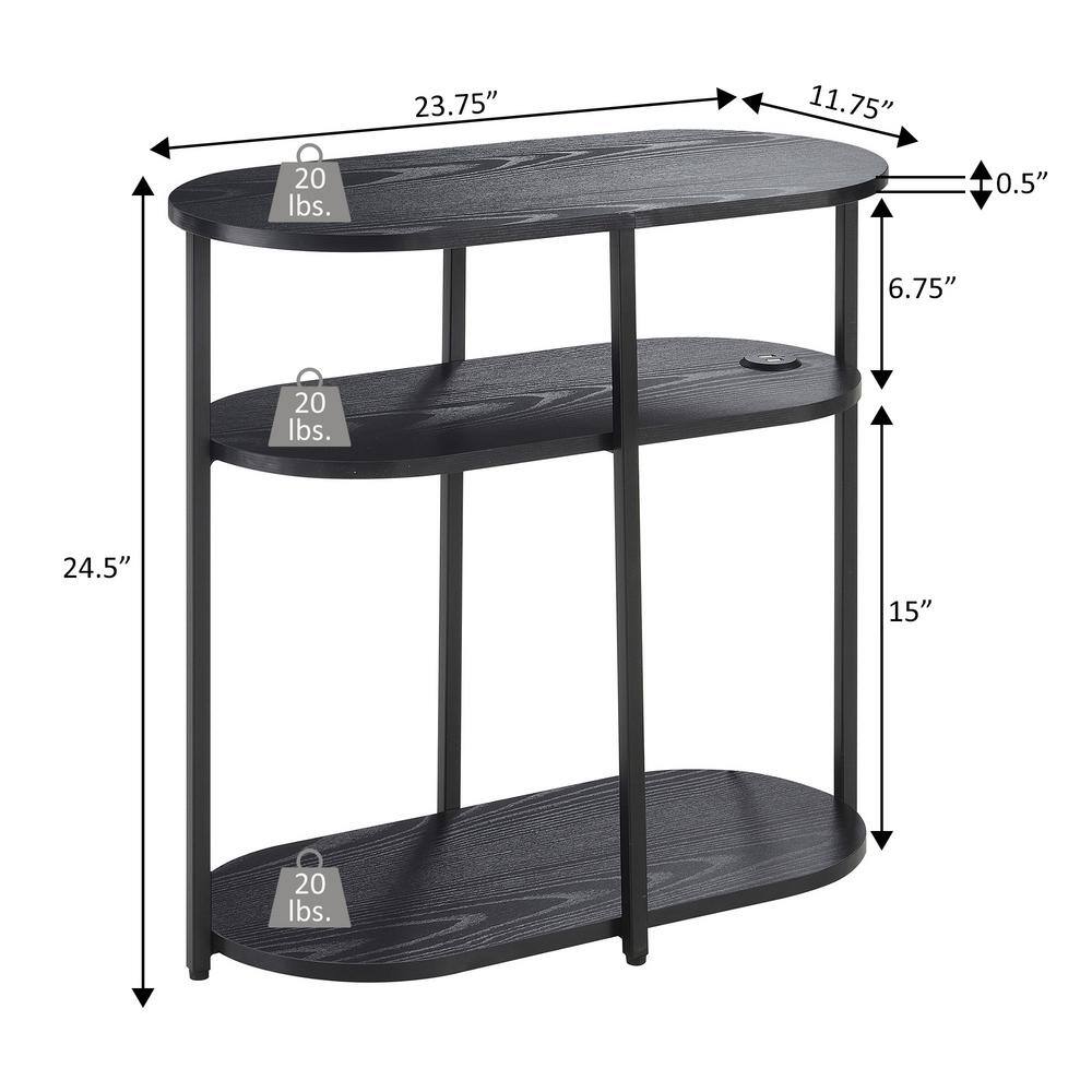Measurement diagram of the 3-tier end table dimensions.
