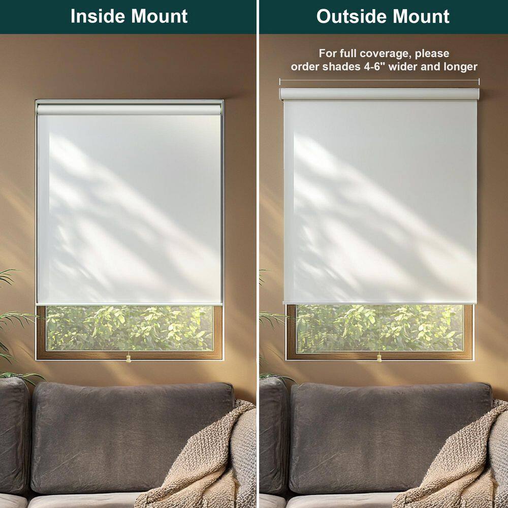 Urban White Cordless Light Filtering Fabric Roller Shade 35" x 72"
