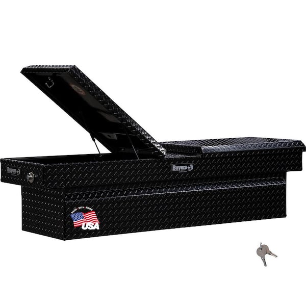 BUYERS PRODUCTS 23 in. x 27 in. x 71 in. Black Diamond Tread Aluminum Crossover Gull Wing Truck Tool Box
