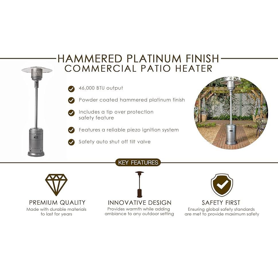 Hammered Platinum 33" x 33" Powder Coated Propane Patio Heater
