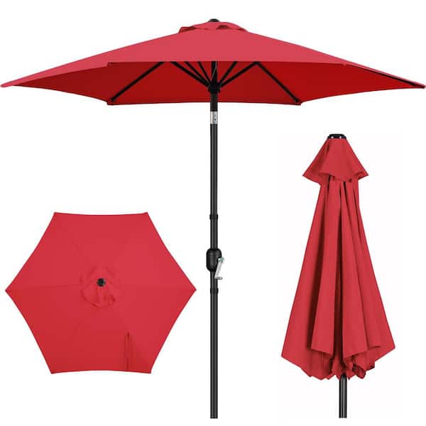 Yaheetech 9 ft. Metal Market Tilt Patio Umbrella in Red