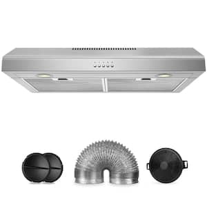 30 in. 450 CMF Convertible Ductless Under Cabinet Range Hood w/ 3-Speed Mechanical Control 2-Led Lights, Stainless Steel