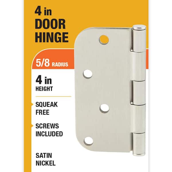 4 in. x 5/8 in. Radius Satin Nickel Squeak-Free Door Hinge