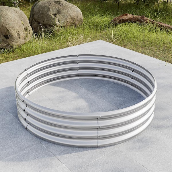 47 in. x 47 in. x 11 in. Round Silver Galvanized Steel Raised