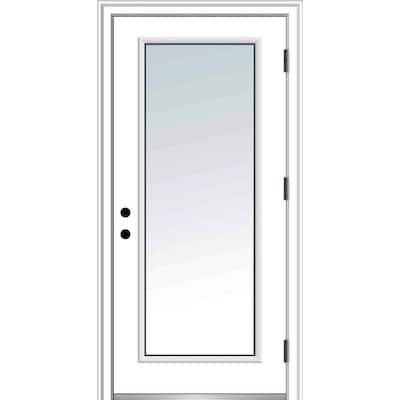 32 in. x 80 in. Classic Left-Hand Outswing Full Lite Clear Low-E Primed Steel Prehung Front Door with Brickmould