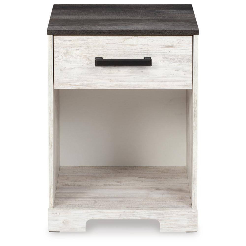 Gray and White 1-Drawer Nightstand with Open Cubby