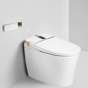 Elongated Bidet Toilet 0.8 GPF in White with Adjustable Sprayer Settings, Deodorizing, Soft Close