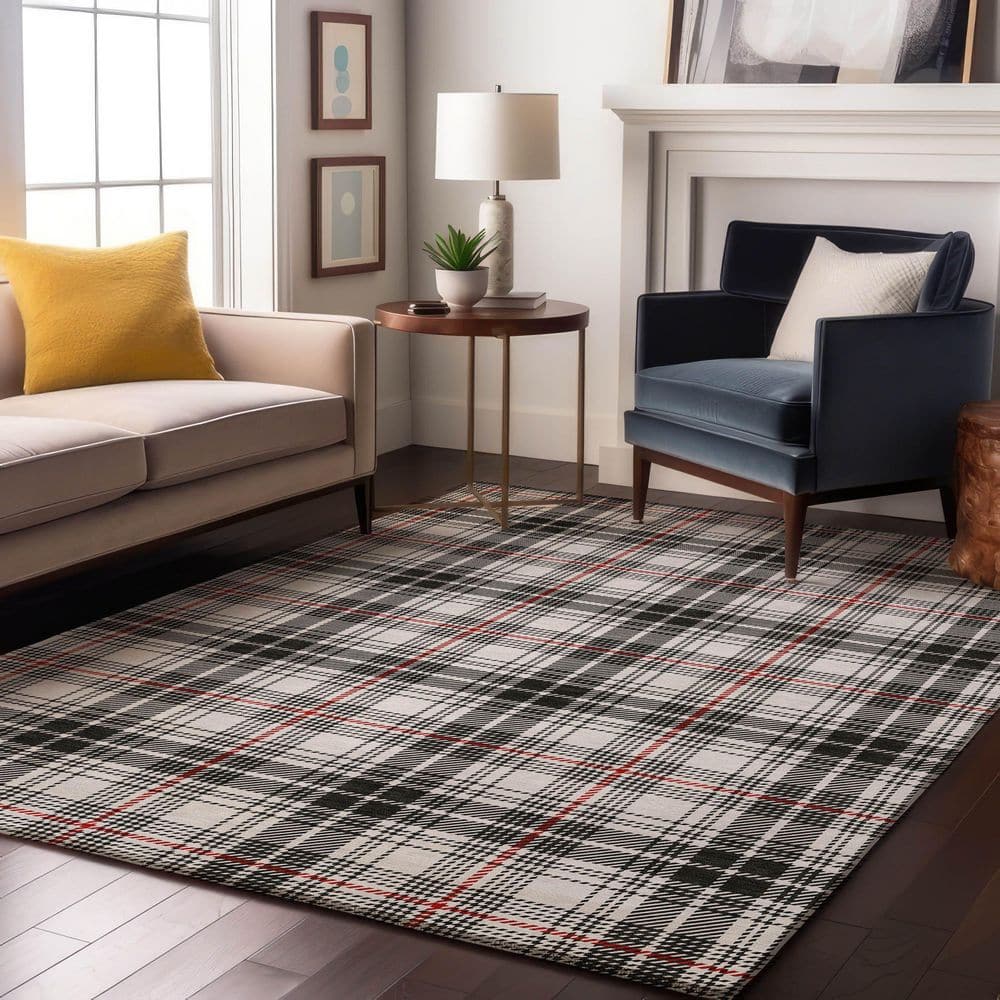 Mayfield Premium Machine Washable Abstract AMF993 Black 3 ft. x 5 ft. Area Rug price history on PriceWatchPro