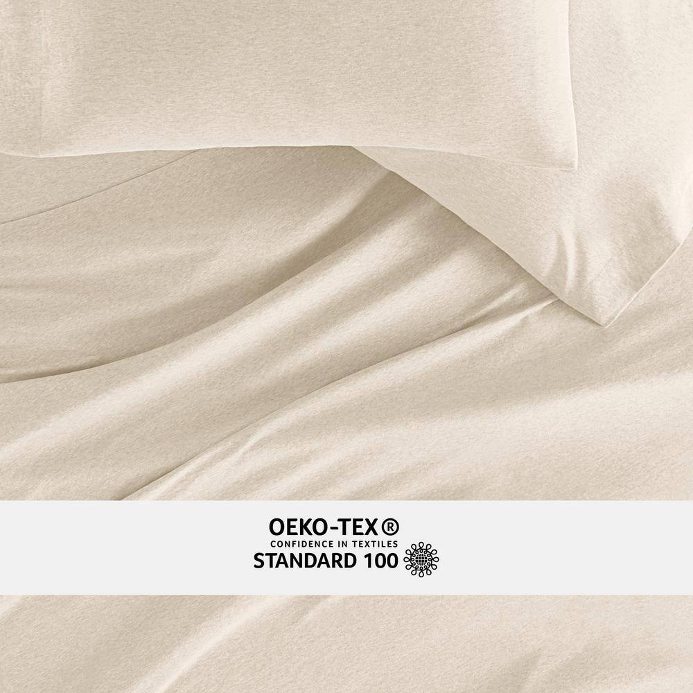 Oatmeal Twin Cotton Jersey Knit Sheet Set