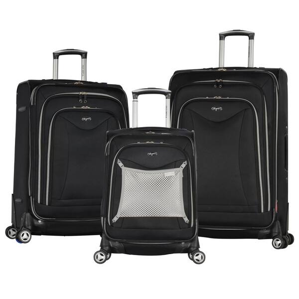 Olympia USA Luxe II Black 3-Piece Expandable Spinner Set