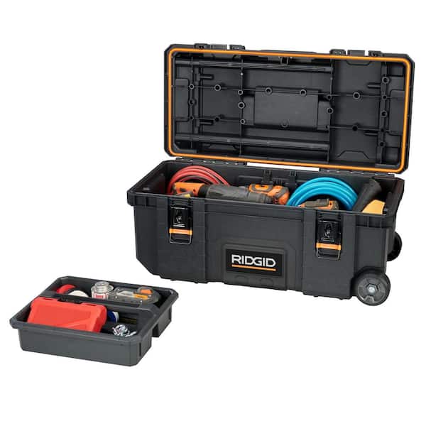 RIDGID Pro Gear System Gen 2.0 Mobile Job 28 in Durable  Rolling Tool Box With Telescopic Handle