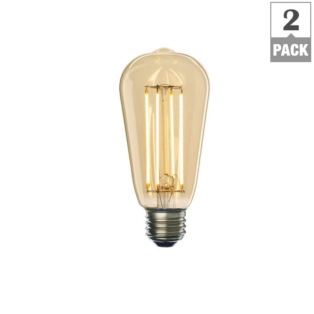 Antique Amber Dimmable LED ST18 Light Bulbs, 2-Pack