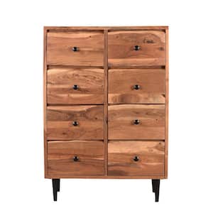 Brown 8-Drawer 36 in. Wide Chest of Drawers