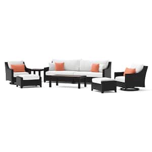 Deco 8-Piece Wicker Motion Patio Conversation Deep Seating Set with Sunbrella Cast Coral Cushions