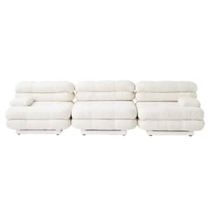109 in. Armless 4-piece Flannel Velvet Deep Seat Modular Sectional Sofa with Movable Ottoman in. Beige