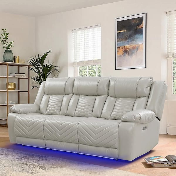 Lazzara Durant 87 in. W Pillow Top Arm Faux Leather Rectangle