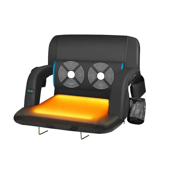 Oversized Heated Stadium Seat w/3-Level Heating, 6-Level Massage, Waterproof Bleacher Chair with 6-Positions, 21 in. W