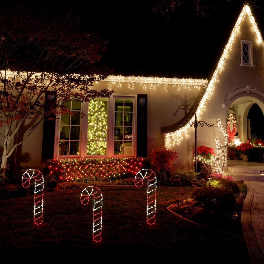 Giant Red and White LED Candy Cane Outdoor Light