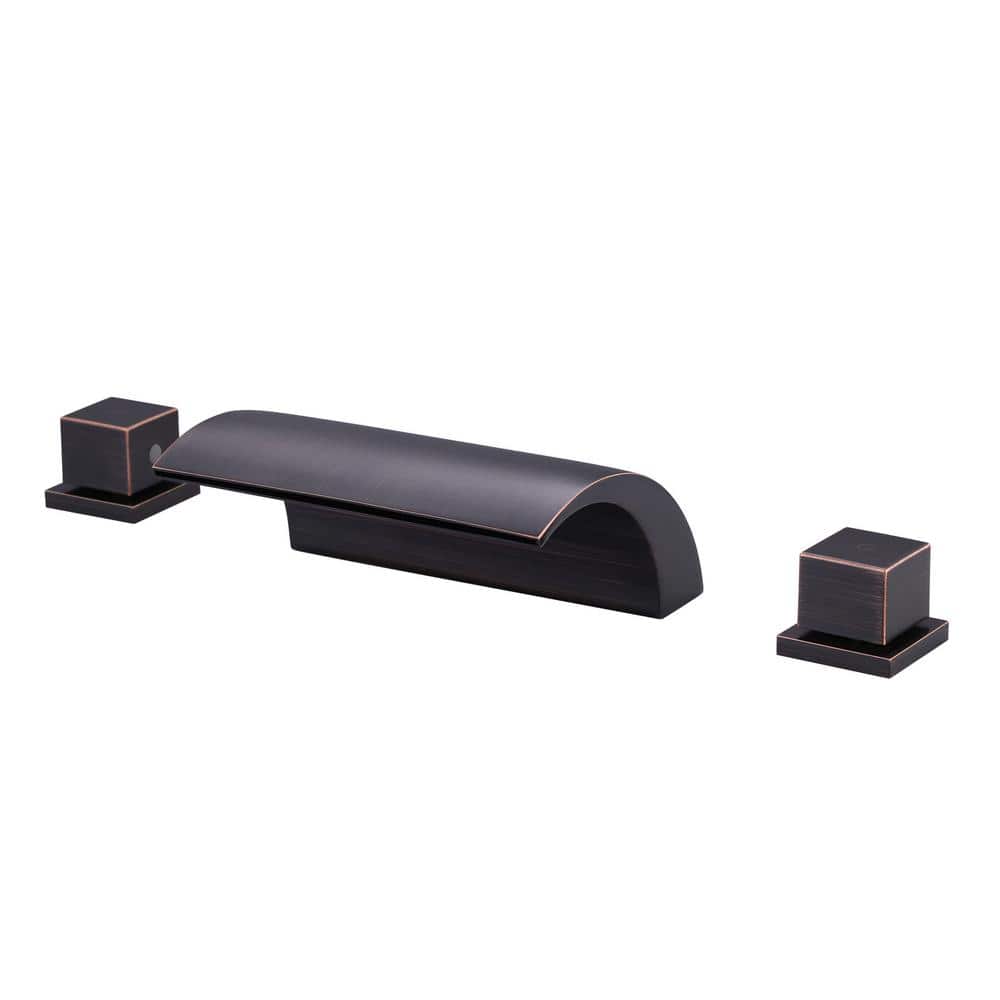 Oil Rubbed Bronze Waterfall Roman Tub Faucet with Double Handles