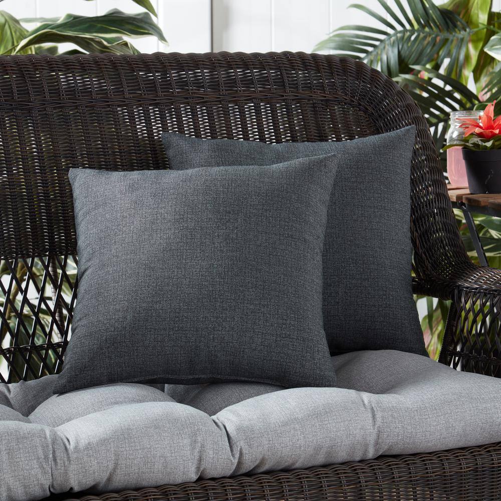 Carbon 17" Square Outdoor Throw Pillow Set