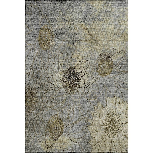 Mayfield Premium Machine Washable Abstract AMF2235 Granite 3 ft. x 5 ft. Area Rug