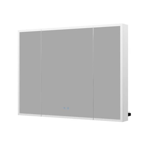 45. 9in. W x 34. 6in. H Rectangular Bathroom Medicine or Surface Mount Medicine Cabinet with Mirrored Doors and Storage