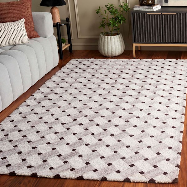 Genre 3 ft. x 5 ft. Ivory/Brown Spotted Lattice Area Rug