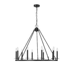 Florence 10-Light 36 in. Matte Black Chandelier