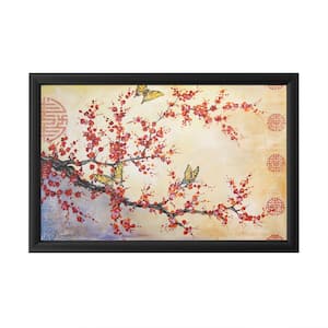 "Butterfly Blossoms Asian" by Jean Plout Framed with LED Light Floral Wall Art 16 in. x 24 in.