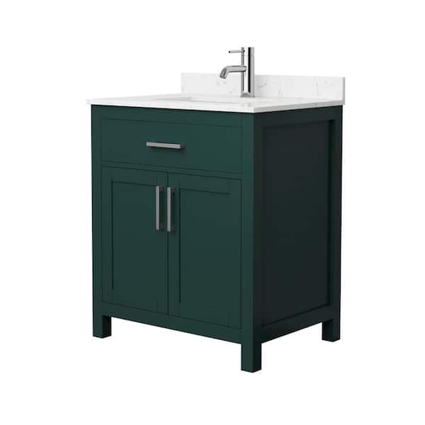 Beckett 30 in. W x 22 in. D x 35 in. H Single Sink Bathroom Vanity in Green with Carrara Cultured Marble Top