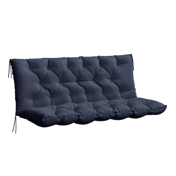 null 60 in. x 40 in. x 5 in. 2-3 Seater Contoured Replacement Outdoor Porch Swing Cushion with Backrest Bench Cushion Navy