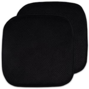 Honeycomb Memory Foam Square 16 in. x 16 in. Non-Slip Indoor/Outdoor Chair Seat Cushion, Black (2-Pack)