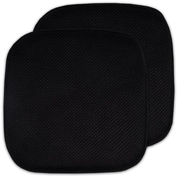 Sweet Home Collection Honeycomb Memory Foam Square 16 in. x 16 in. Non-Slip Indoor/Outdoor Chair Seat Cushion, Black (2-Pack)
