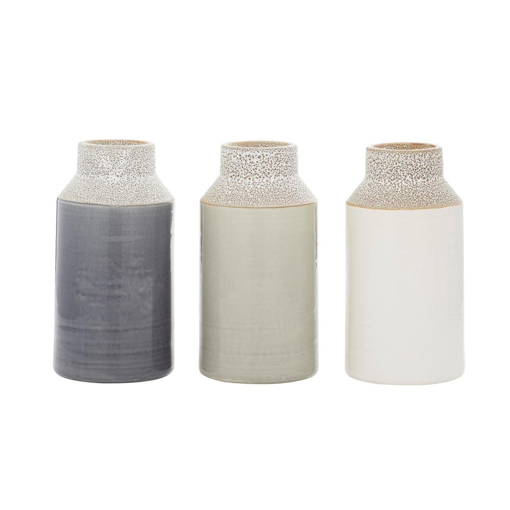 Litton Lane Multi Colored Porcelain Coastal Style Decorative Vase (Set of 3)