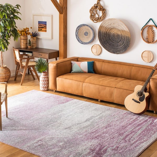 Adirondack Gray/Purple Solid Color 8 ft. x 10 ft. Distressed Area Rug