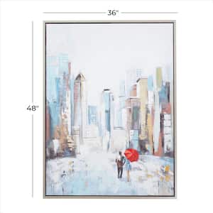 Multi Polystone Contemporary Framed Abstract Wall Art 48 in. x 36 in. .