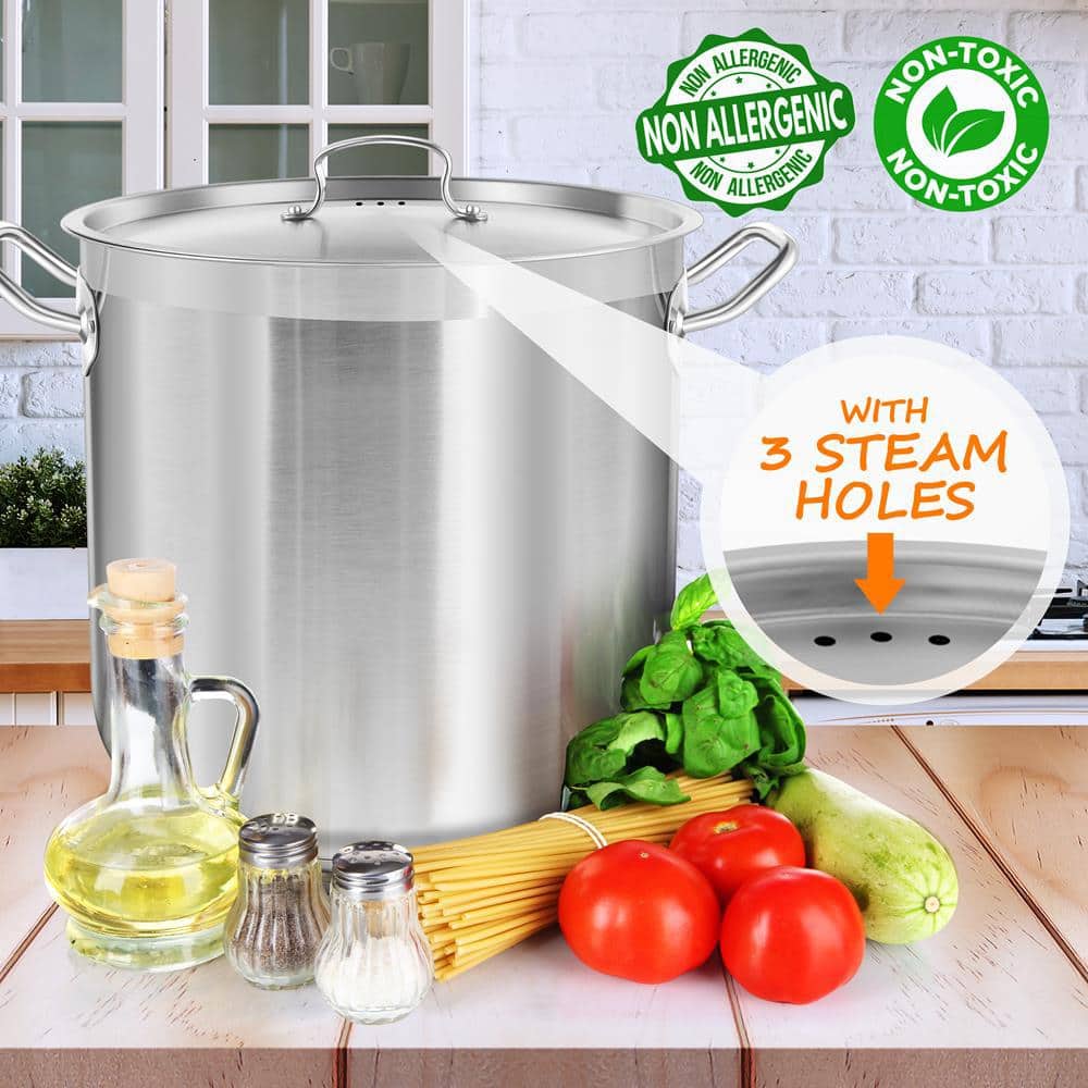 NutriChef 40 Quart Heavy Duty Stainless Steel Stockpot with Lid