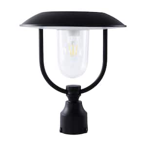 14 " 1-Light Black Aluminum Dusk to Dawn Solar Weather Resistant Outdoor Pier Mount Light with LED Bulb Included